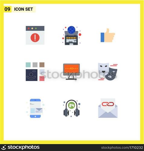 Set of 9 Modern UI Icons Symbols Signs for ad, layout, hand, image, editing Editable Vector Design Elements
