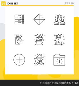 Set of 9 Modern UI Icons Symbols Signs for alcohol, learning, business, definition, better Editable Vector Design Elements
