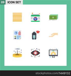 Set of 9 Modern UI Icons Symbols Signs for art, report, finance, paper, data Editable Vector Design Elements