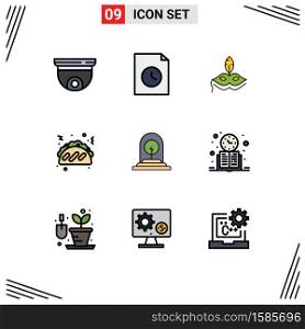 Set of 9 Modern UI Icons Symbols Signs for business, growth, mask, food, taco Editable Vector Design Elements