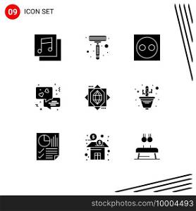 Set of 9 Modern UI Icons Symbols Signs for cactus, forming, electronic, core, communication Editable Vector Design Elements