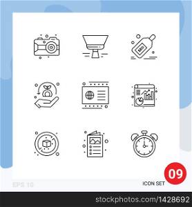 Set of 9 Modern UI Icons Symbols Signs for card, plant, seo, security, offer Editable Vector Design Elements