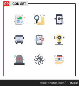 Set of 9 Modern UI Icons Symbols Signs for city, transport, education, school, composing Editable Vector Design Elements