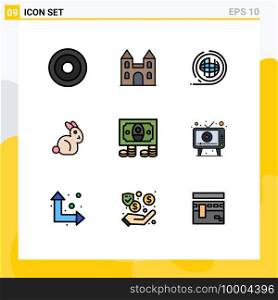 Set of 9 Modern UI Icons Symbols Signs for coins, rabbit, earth, easter, terra Editable Vector Design Elements