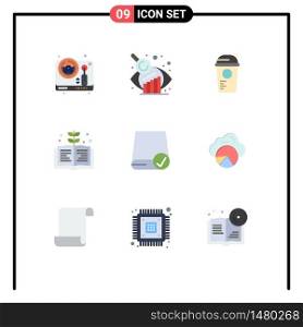 Set of 9 Modern UI Icons Symbols Signs for devices, computers, game, knowledge, book Editable Vector Design Elements