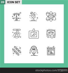 Set of 9 Modern UI Icons Symbols Signs for diagnostics, rescue, lab, melting, camping Editable Vector Design Elements