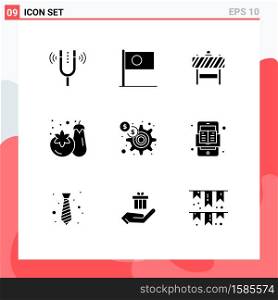 Set of 9 Modern UI Icons Symbols Signs for dollar, supermarket, country, shopping, traffic Editable Vector Design Elements
