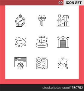 Set of 9 Modern UI Icons Symbols Signs for education, direction, screw, left, tools Editable Vector Design Elements