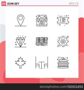 Set of 9 Modern UI Icons Symbols Signs for education, holiday, house, event, celebration Editable Vector Design Elements
