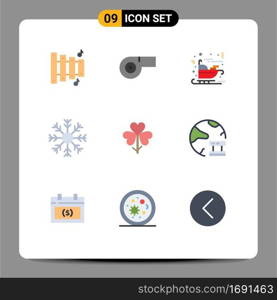 Set of 9 Modern UI Icons Symbols Signs for flower, flora, santa, flower, weather Editable Vector Design Elements