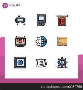 Set of 9 Modern UI Icons Symbols Signs for gear, protect, cloud, money, management Editable Vector Design Elements