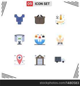 Set of 9 Modern UI Icons Symbols Signs for global, technology, percent, science, future Editable Vector Design Elements