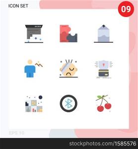 Set of 9 Modern UI Icons Symbols Signs for healthcare, human, puzzle pieces, hills, avatar Editable Vector Design Elements