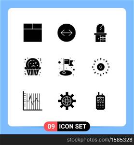 Set of 9 Modern UI Icons Symbols Signs for holiday, event, christmas, celebration, flag Editable Vector Design Elements