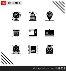 Set of 9 Modern UI Icons Symbols Signs for home, coffee, museum, medical, bottle Editable Vector Design Elements