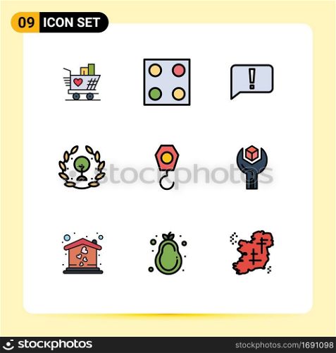 Set of 9 Modern UI Icons Symbols Signs for hook, construction, error, leaf, day Editable Vector Design Elements