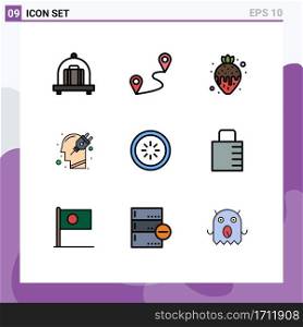 Set of 9 Modern UI Icons Symbols Signs for interface, communication, strawberry fondue, buffer, plug Editable Vector Design Elements