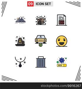Set of 9 Modern UI Icons Symbols Signs for loan, payment, account, mortgage, invoice Editable Vector Design Elements