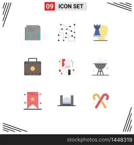 Set of 9 Modern UI Icons Symbols Signs for luggage, strategic, circuitry, modern, business Editable Vector Design Elements