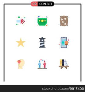 Set of 9 Modern UI Icons Symbols Signs for mall, house, wheat, lighthouse, media Editable Vector Design Elements