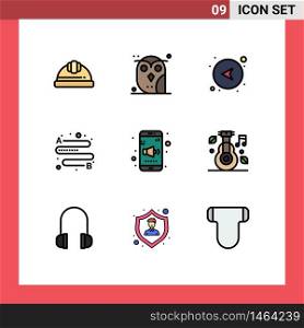 Set of 9 Modern UI Icons Symbols Signs for mobile, place, study, travel, left Editable Vector Design Elements