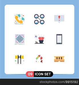 Set of 9 Modern UI Icons Symbols Signs for phone, living, message, home, matrix Editable Vector Design Elements