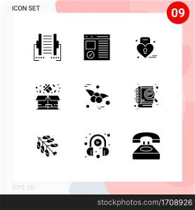 Set of 9 Modern UI Icons Symbols Signs for sale, package, development, box, heart Editable Vector Design Elements