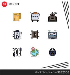 Set of 9 Modern UI Icons Symbols Signs for seeds, farm, business, agriculture, strategy Editable Vector Design Elements