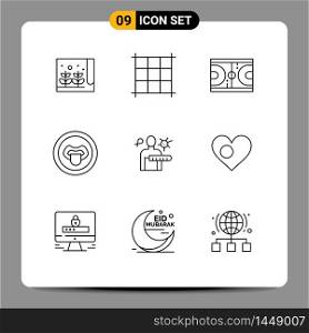 Set of 9 Modern UI Icons Symbols Signs for stages, disease, nba, virus, lips Editable Vector Design Elements