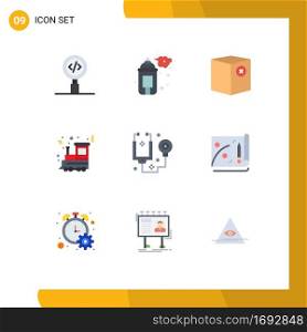 Set of 9 Modern UI Icons Symbols Signs for train, festival, paint, christmas, no Editable Vector Design Elements