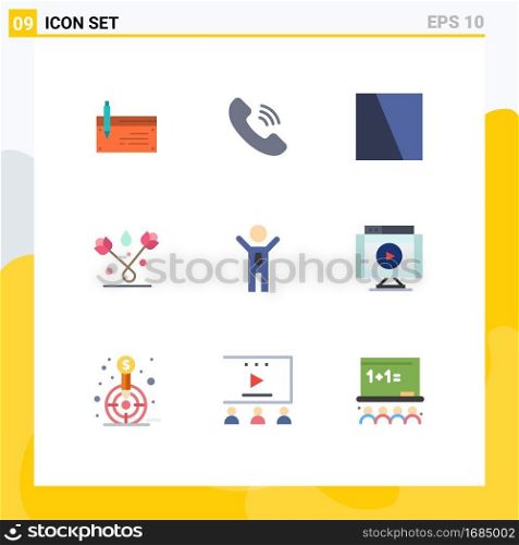 Set of 9 Modern UI Icons Symbols Signs for tulip, easter, communication, decoration, interface Editable Vector Design Elements