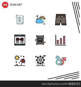 Set of 9 Modern UI Icons Symbols Signs for valentine, link, lucky, internet, dress Editable Vector Design Elements