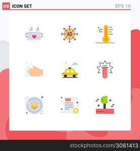 Set of 9 Modern UI Icons Symbols Signs for wash, hand, ad, cleaning, sun Editable Vector Design Elements