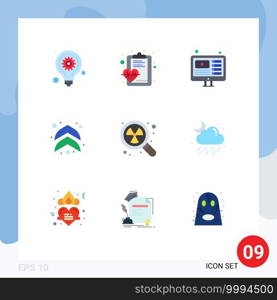 Set of 9 Modern UI Icons Symbols Signs for waste, nuclear, design, up, arrow Editable Vector Design Elements