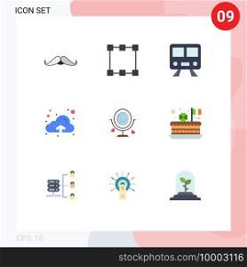 Set of 9 Modern UI Icons Symbols Signs for wedding, merroir, maps, upload, cloud Editable Vector Design Elements