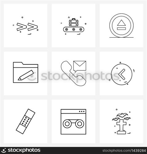 Set of 9 Simple Line Icons for Web and Print such as call, write, interface, pencil, edit Vector Illustration