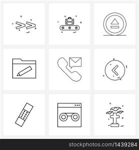 Set of 9 Simple Line Icons for Web and Print such as call, write, interface, pencil, edit Vector Illustration