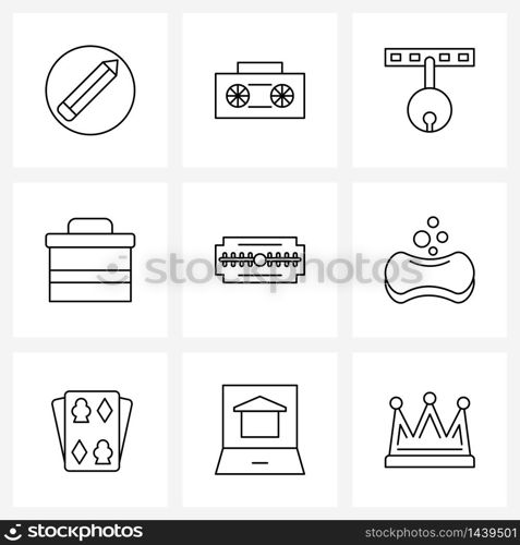 Set of 9 Simple Line Icons for Web and Print such as razor, blade, dog, bag, briefcase Vector Illustration