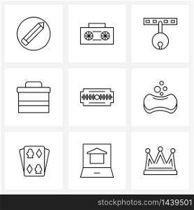 Set of 9 Simple Line Icons for Web and Print such as razor, blade, dog, bag, briefcase Vector Illustration