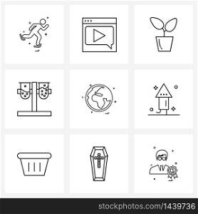 Set of 9 Simple Line Icons for Web and Print such as internet, globe, pot, globe, medical Vector Illustration
