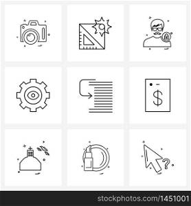 Set of 9 Simple Line Icons of debug, eye, avatar, setting, Vector Illustration