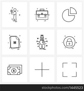 Set of 9 Simple Line Icons of event, files, chart, file type, file Vector Illustration