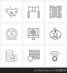 Set of 9 Simple Line Icons of footage, cinema, qr, Monday, cyber Vector Illustration