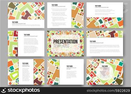 Set of 9 templates for presentation slides. Abstract colored vector backgrounds. Set of 9 templates for presentation slides. Abstract colored vector backgrounds.