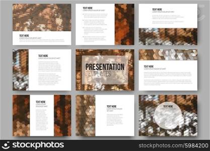 Set of 9 templates for presentation slides. Abstract multicolored backgrounds. Geometrical patterns. Triangular and hexagonal style vector illustration. Set of 9 templates for presentation slides. Collection of abstract multicolored backgrounds. Geometrical patterns. Triangular and hexagonal style vector illustration