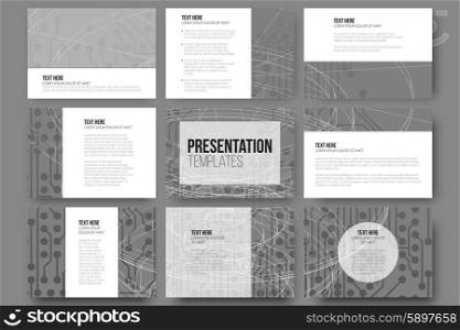Set of 9 templates for presentation slides. Conceptual design vector templates. Abstract scientific backgrounds, vector illustration