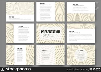 Set of 9 templates for presentation slides. Modern stylish geometric backgrounds with circles. Simple abstract monochrome vector textures. Set of 9 templates for presentation slides. Modern stylish geometric backgrounds with circles. Simple abstract monochrome vector textures.