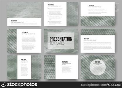 Set of 9 templates for presentation slides. Sea landscape. Abstract multicolored backgrounds. Natural geometrical patterns. Triangular and hexagonal style. Set of 9 templates for presentation slides. Sea landscape. Abstract multicolored backgrounds. Natural geometrical patterns. Triangular and hexagonal style.