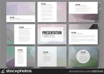 Set of 9 templates for presentation slides. Triangle design vector backgrounds. Set of 9 templates for presentation slides. Triangle design vector backgrounds.