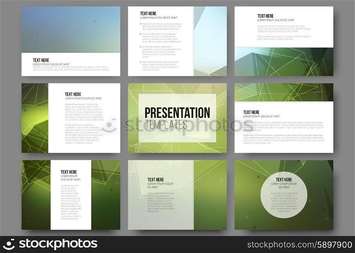 Set of 9 templates for presentation slides. Triangle design vector backgrounds. Set of 9 templates for presentation slides. Triangle design vector backgrounds.